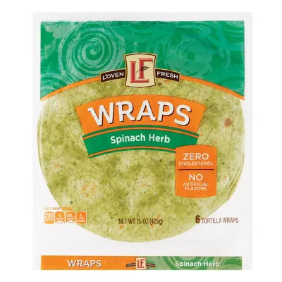 TORTILLA LOVEN FRESH P/WRAP SPINACH HERB C/6 PZAS 425 GR.