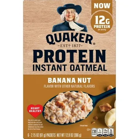 AVENA QUAKER INSTANTANEA PROTEIN BANANA NUT C/6 PZAS 366 GR.