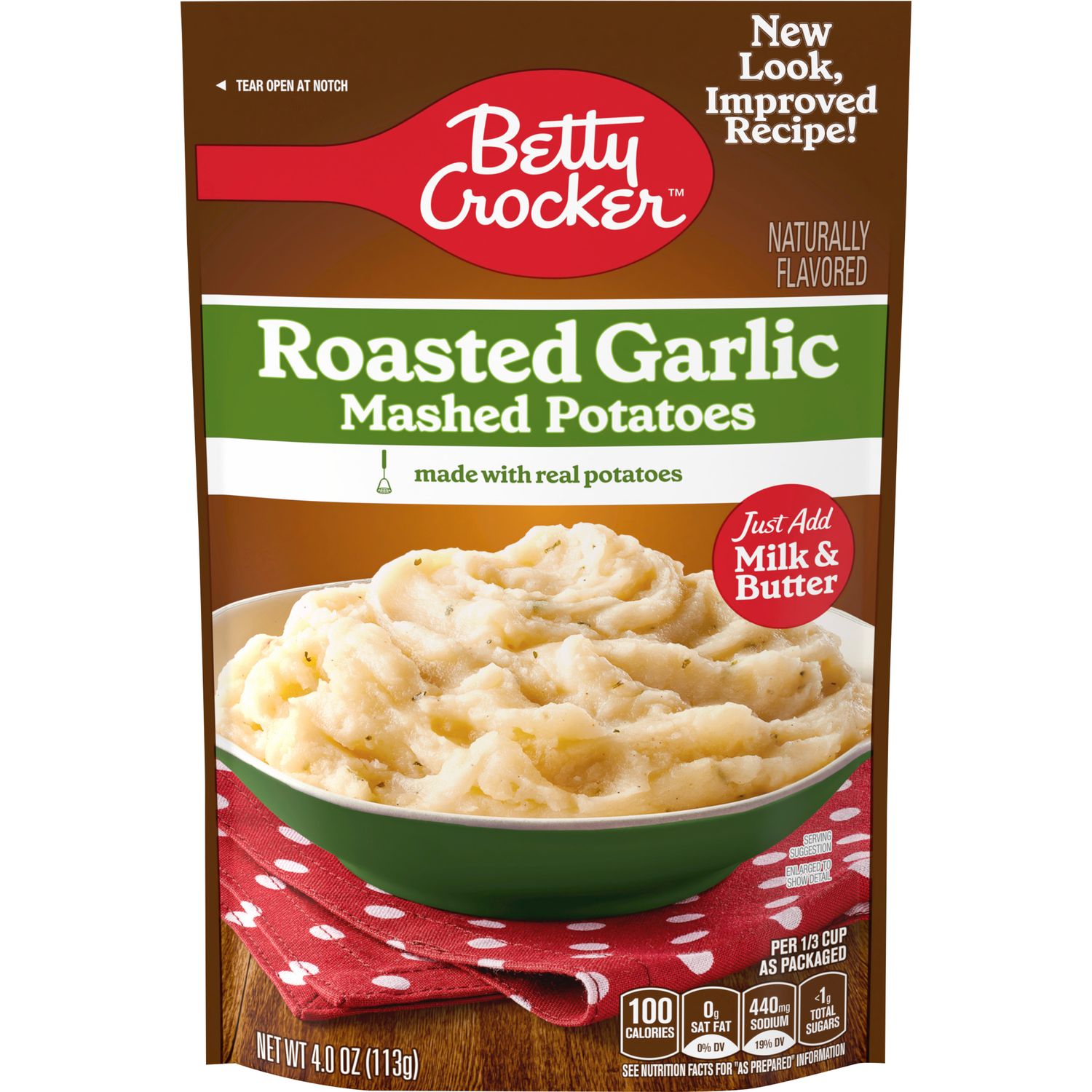 PURE DE PAPA BETTY CROCKER ROASTED GARLIC CHEDDAR 113 GR