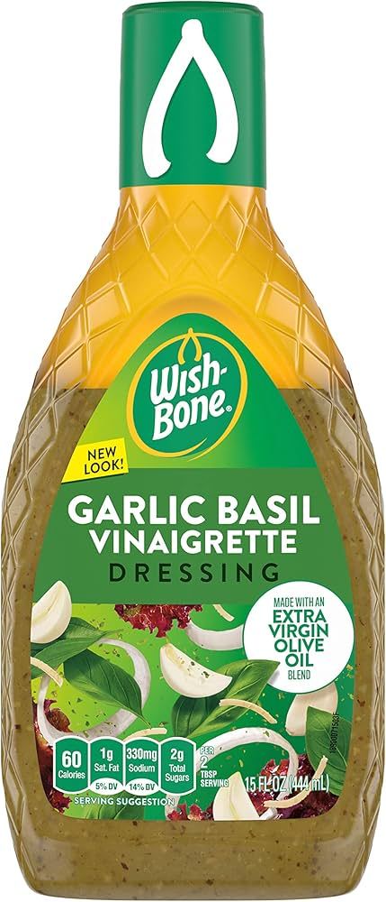 VINAGRETA WISH BONE GARLIC BASIL EXTRA OLIVE OIL 444 ML.