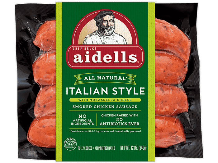 SALCHICHA AIDELLS ITALIAN STYLE MOZZARELLA CHEESE 340 GR.