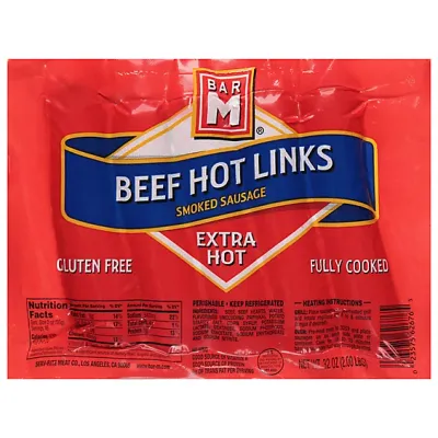 SALCHICHA BAR M BEEF HOT LINKS EXTRA HOT 2 LB.