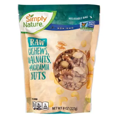 NUEZ RAW CASHEW WALNUTS SIMPLY NATURE MACADAMIA 227 GR.