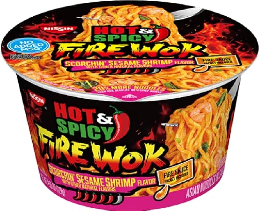 SOPA NISSIN CHICKEN HOT &amp; SPICY FIREWOK SESAME SHIRIMP 129 GR
