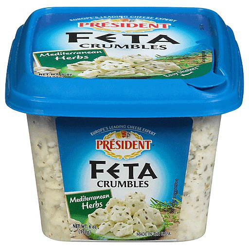 QUESO FETA PRESIDENT CRUMBLES MEDITERRANEAN HERBS 170 GR.