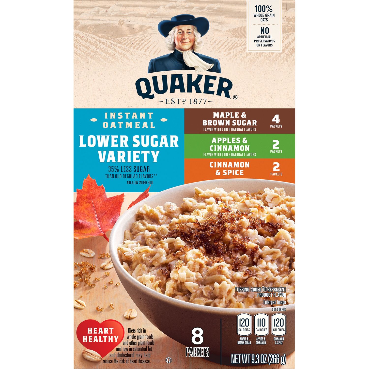 AVENA QUAKER LOWER SUGAR FLAVOR VARIETY C/8 PZAS