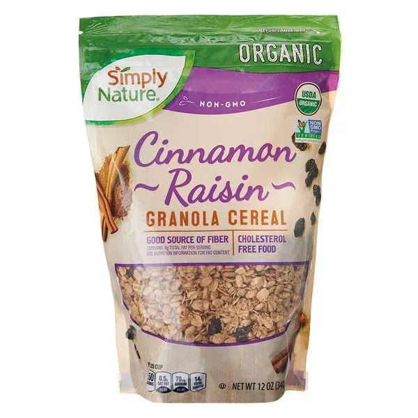 GRANOLA SIMPLY NATURE ORGANIC CINNAMON RAISIN 340 GR.