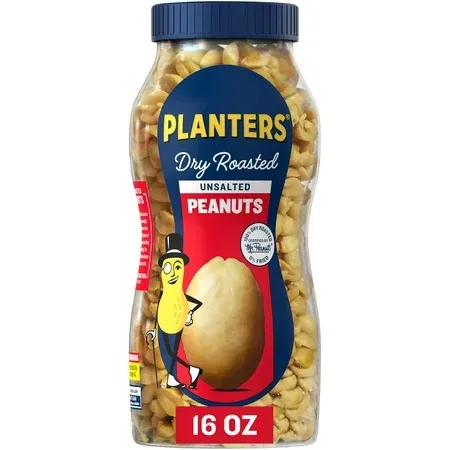 CACAHUATES PLANTERS DRY ROASTED UNSALTED 453 GR.
