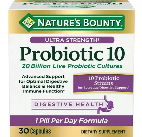 PROBIOTICOS 10 NATURE&#39;S BOUNTY 20 BILLON STRAINS C/30 PZA