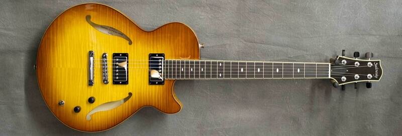 #A1913 Caramel Burst Semi-Hollow Archtop Guitar