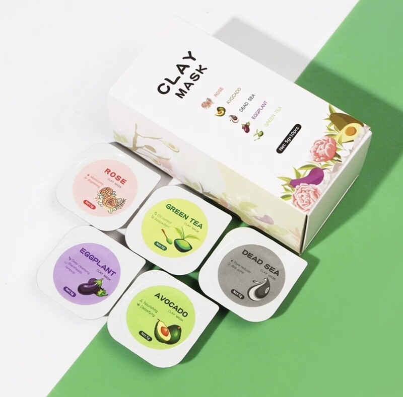 Organic Clay Mask Kit Private Label Kurkuma Grüner Tee Rosa Rose Gesicht Schlamm Ton Maske Gesichts maske Für Akne Haut