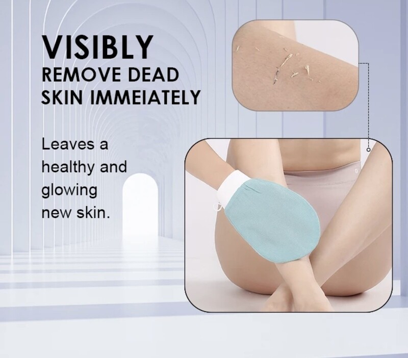 Peeling-Handschuhe heben tote Haut sichtbar weg, Exfoliating Gloves