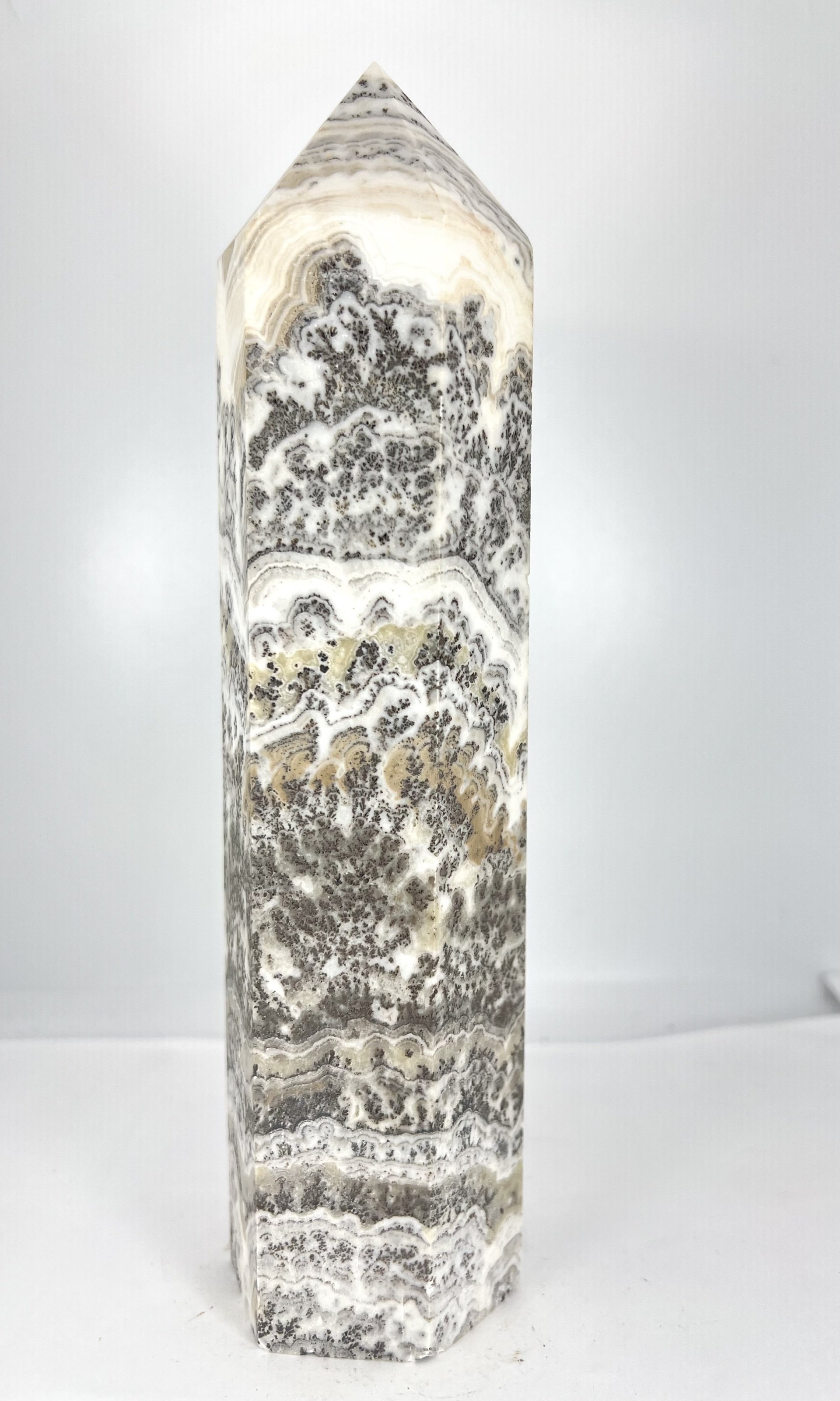 white  layered polished crystal