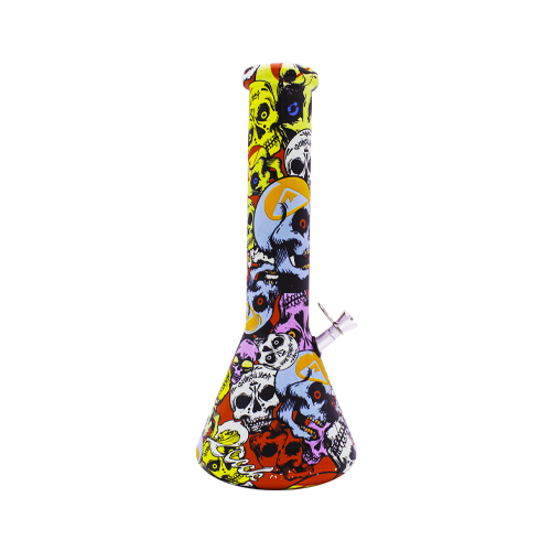 Glass Water Bong - Medium Graffiti Prints Beaker - 20cm