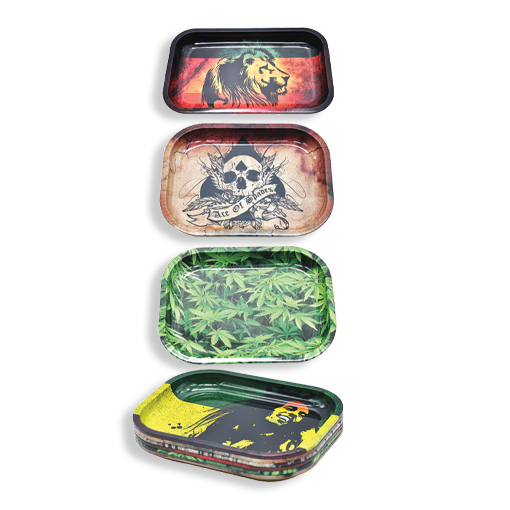 Rolling trays (Green Leaf) and (Rasta Lion)