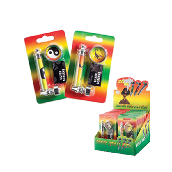 Rasta Pipe Set with Mini Grinder on Blister Card 12s