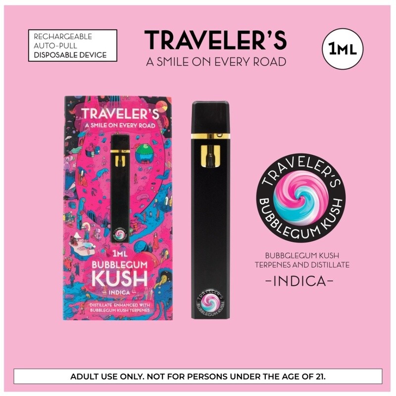 Travelers - Disposable - Bubblegum Kush - 1ml