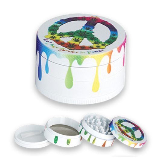 Tobacco Grinder – 4 Part Metal Coloured Drips