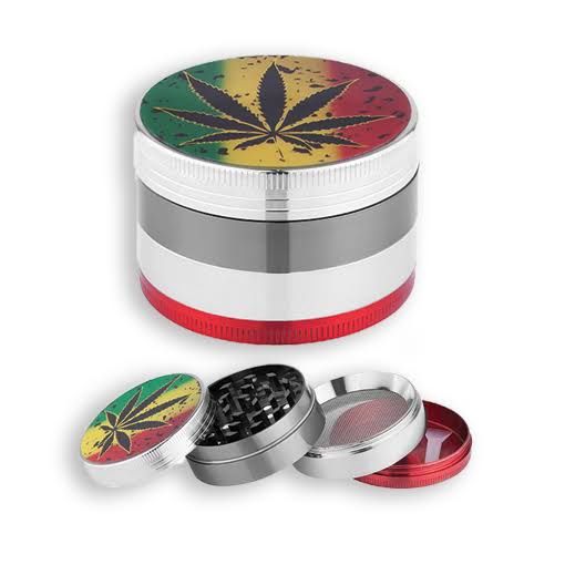 Silver Rasta Leaf - Grinder - 4part