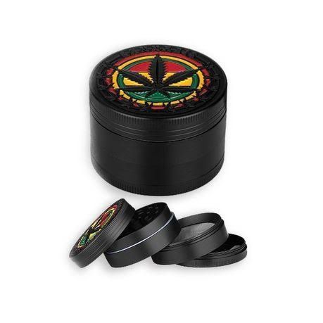 Black - Rasta Leaf - Grinder - 4part