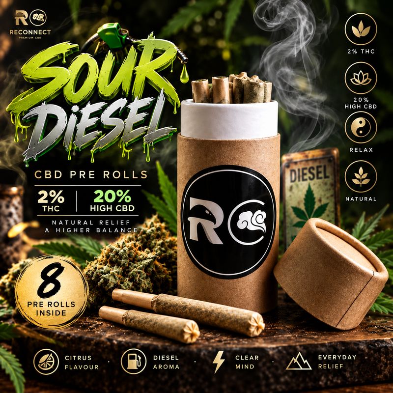 Pre Roll x 8 | CBD Sour Diesel | Outdoor