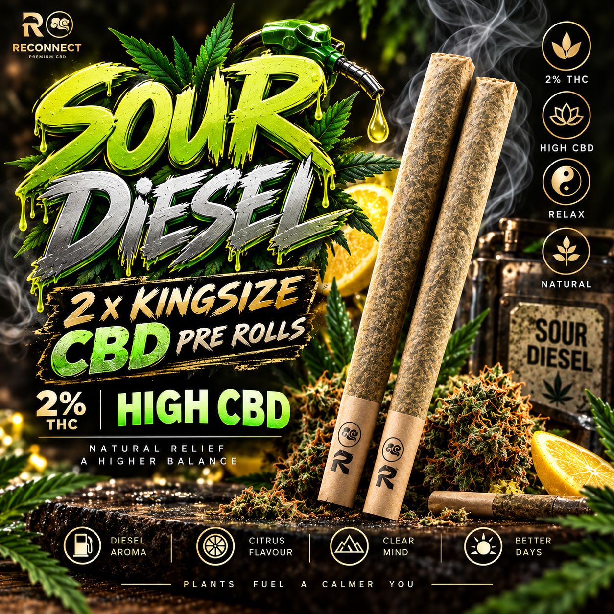 Pre Roll x2 | Sour Diesel CBD | Outdoor