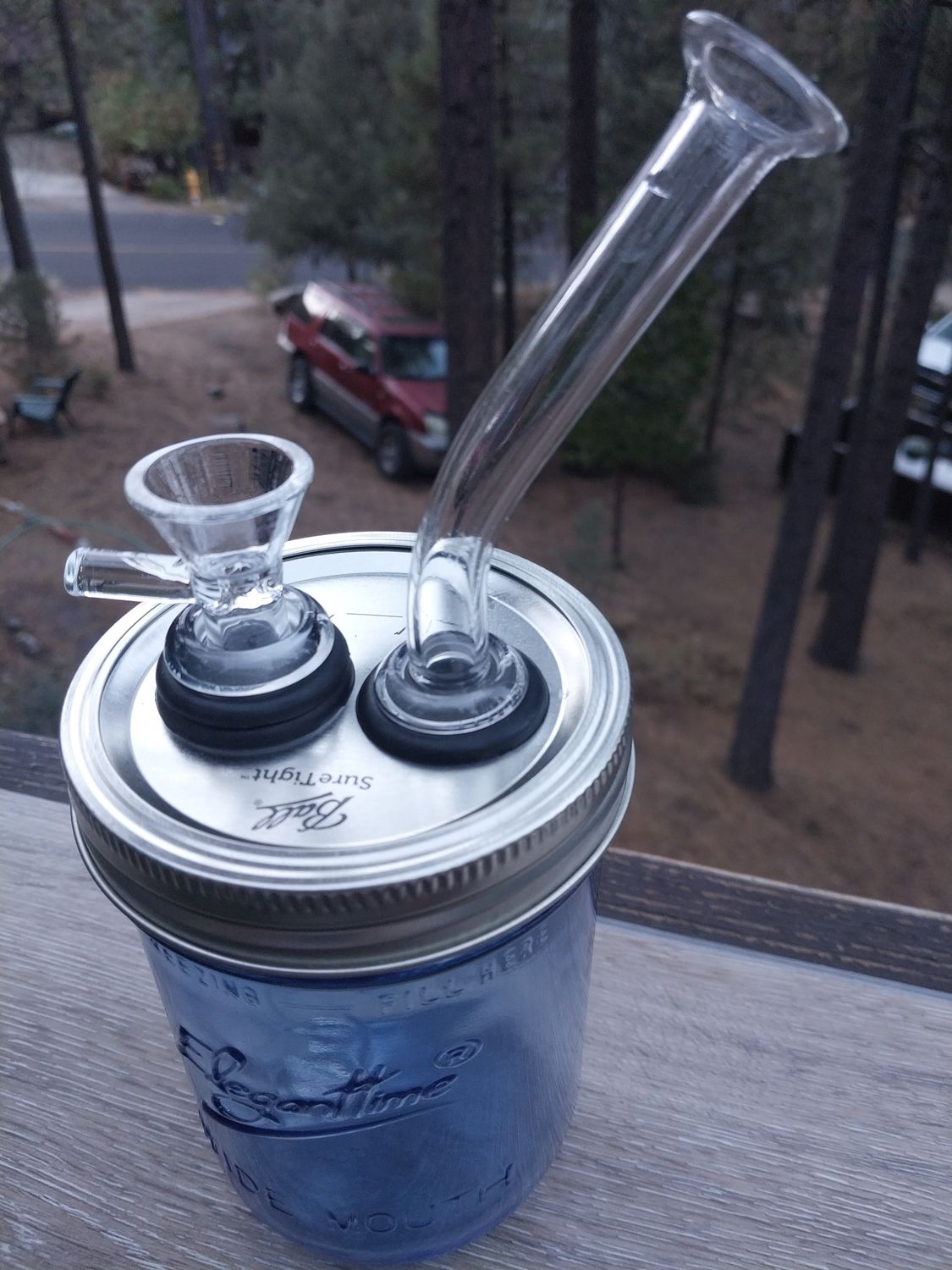 &quot;Blue&quot; Mason Jar Bong Bubbler