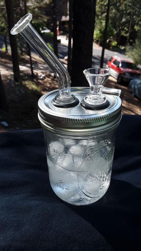 Mason Jar Bubbler Bong! FREE SHIPPING!  EASY To Clean! Custom Mini Glass Mouthpiece! 16 oz.
