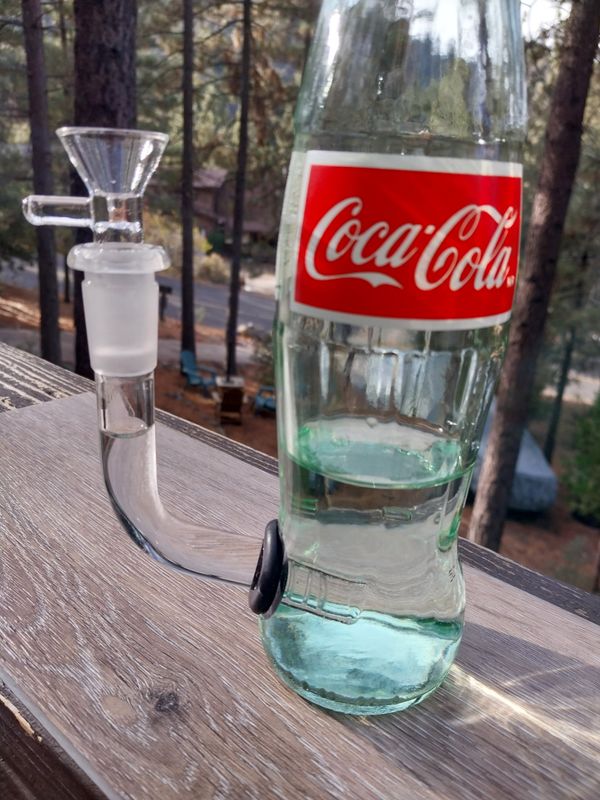 FREE SHIPPING! Cola (Coke) Bottle Bong  Glass "L" Stem with Bowl!