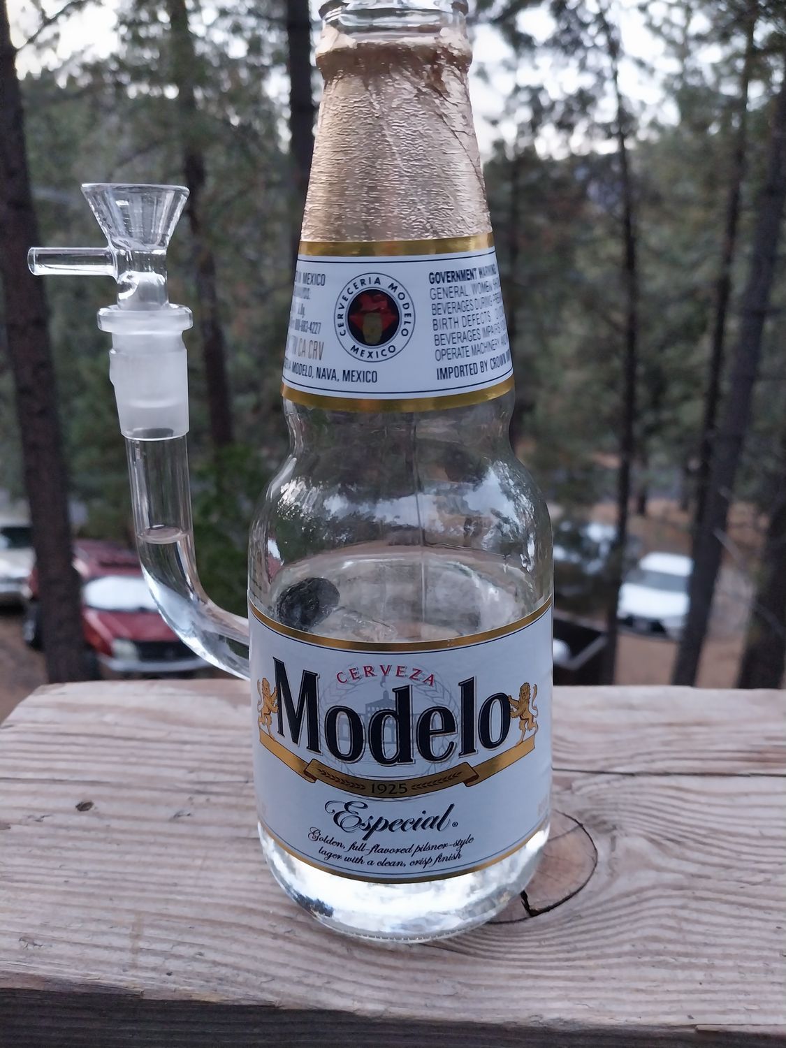 Modelo Beer Bottle Bong - All Glass "L" Stem &amp; Bowl !