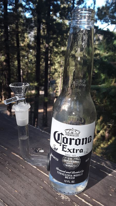 Corona  Beer Bottle Bong!  Includes "L" Stem &amp; Bowl ! All Glass