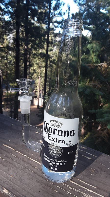 Corona  Beer Bottle Bong!  Includes "L" Stem &amp; Bowl ! All Glass