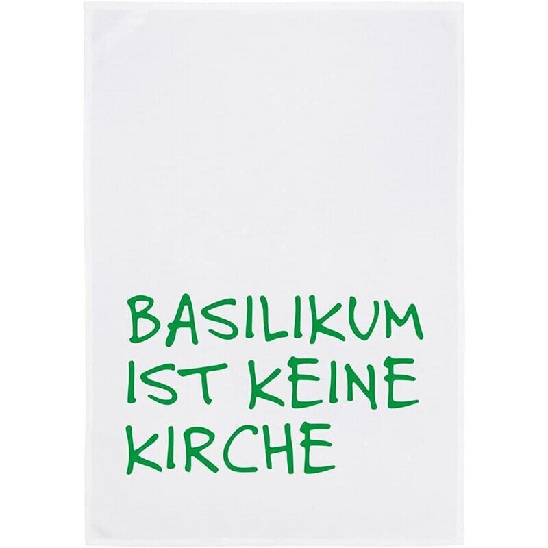 17;30 Geschirrtuch weiß 17;30 Geschirrtuch weiß "Basilikum ist keine Kirche"