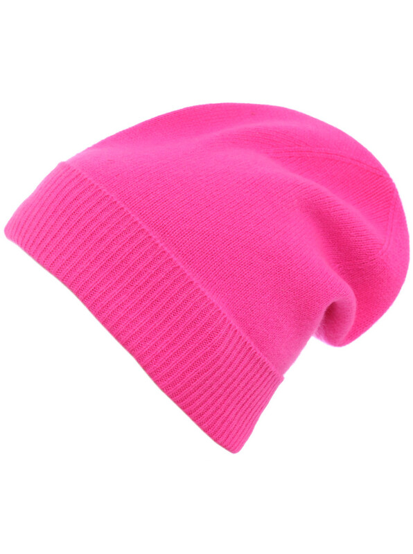 💕 Zwillingsherz 100% Kaschmir Ribbon Edge Beanie neonpink 💕 Zwillingsherz 100% Kaschmir Ribbon Edge Beanie neonpink