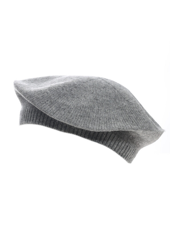 Zwillingsherz Baskenmütze 100% Cashmere grau