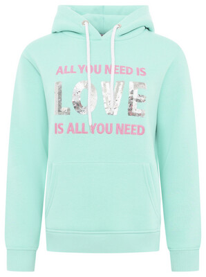 Zwillingsherz Hoodie "Love is all you need" mint