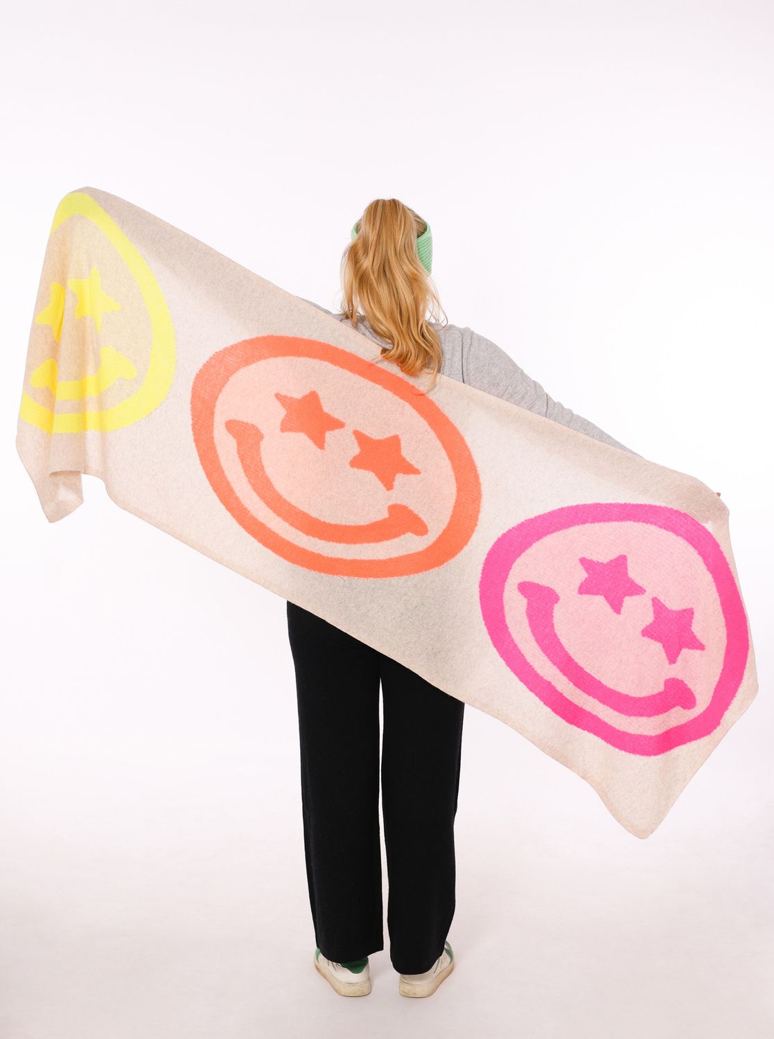 ? Zwillingsherz 100% XXL Cashmere Stola "Happy Face" hellbeige