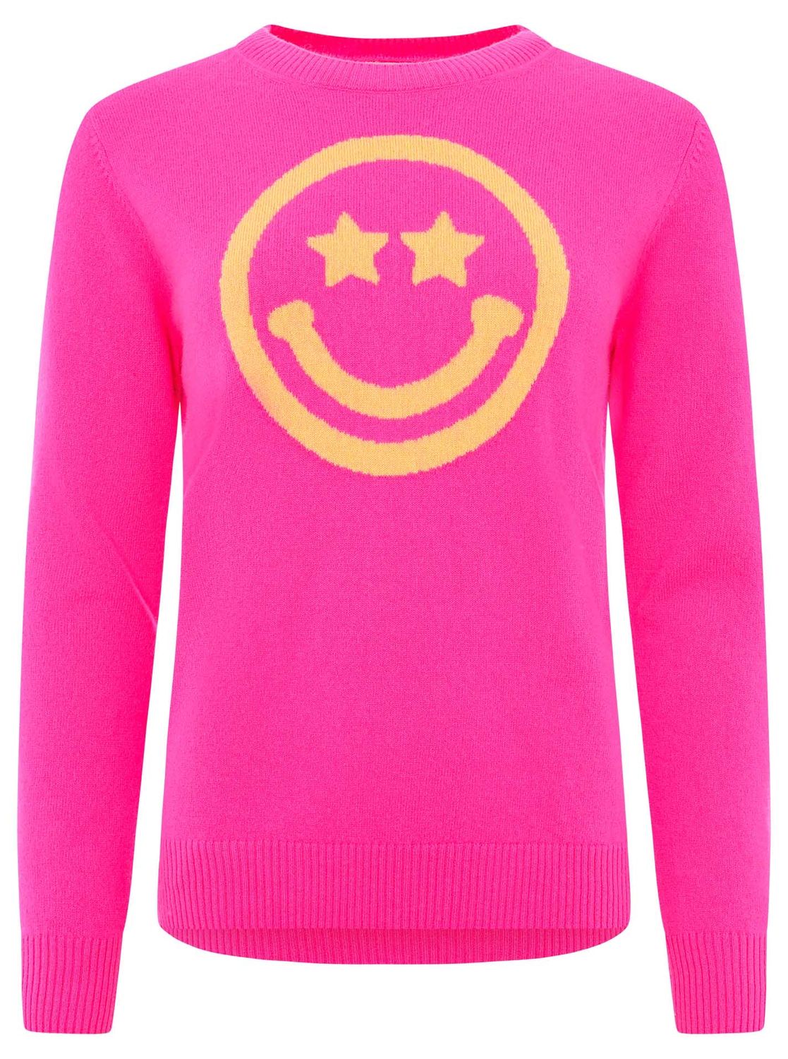 ? Zwillingsherz 100% Cashmere Pullover Rundhals "Happyface" pink