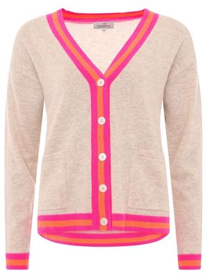 ? Zwillingsherz 100% Cashmere Cardigan "Zweifarbige Kante" beige—pink