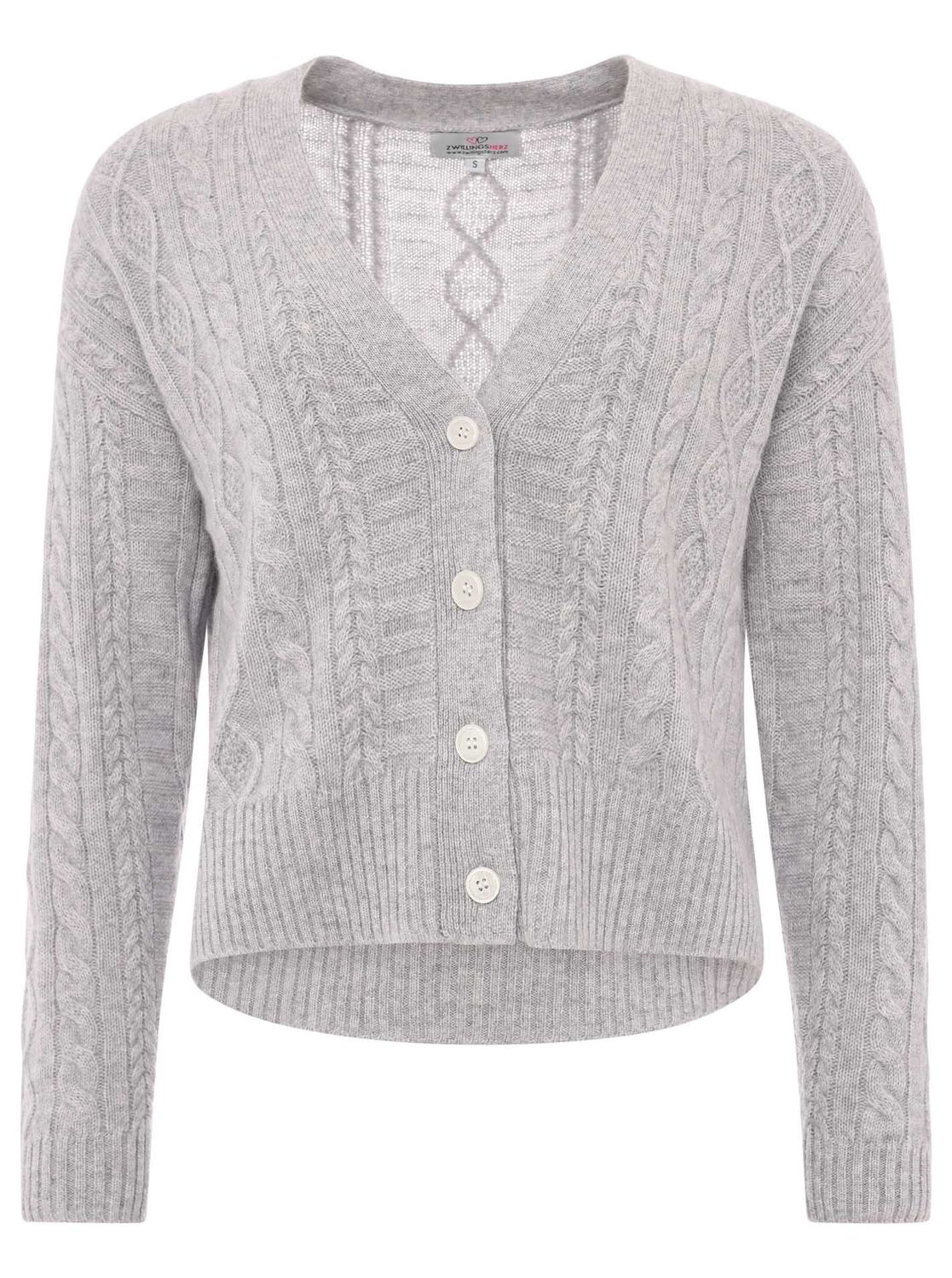 ? Zwillingsherz 100% Cashmere Cardigan "Zopfstrick" grau