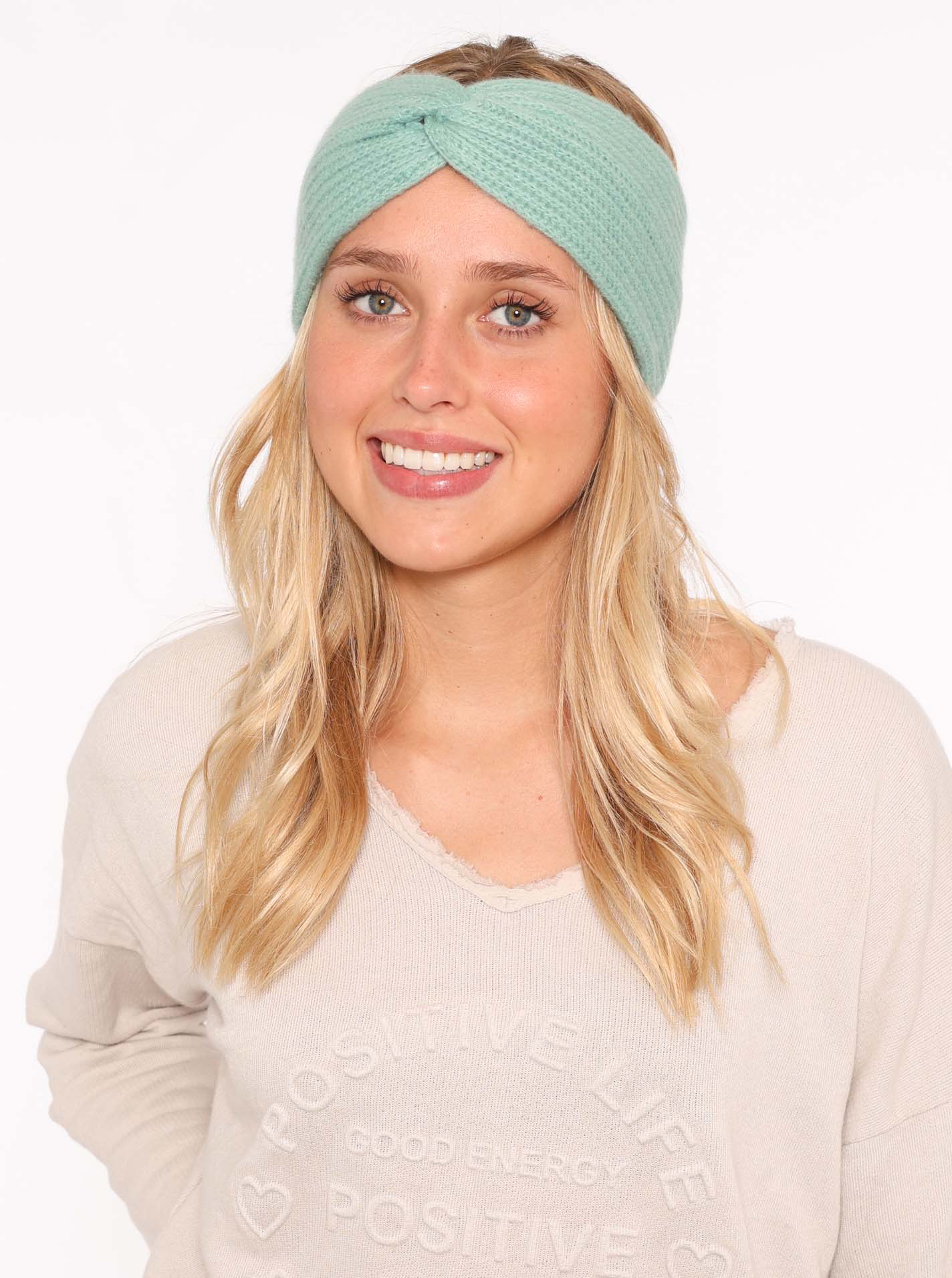 ? Zwillingsherz Stirnband 100% CASHMERE Rippe Salbei