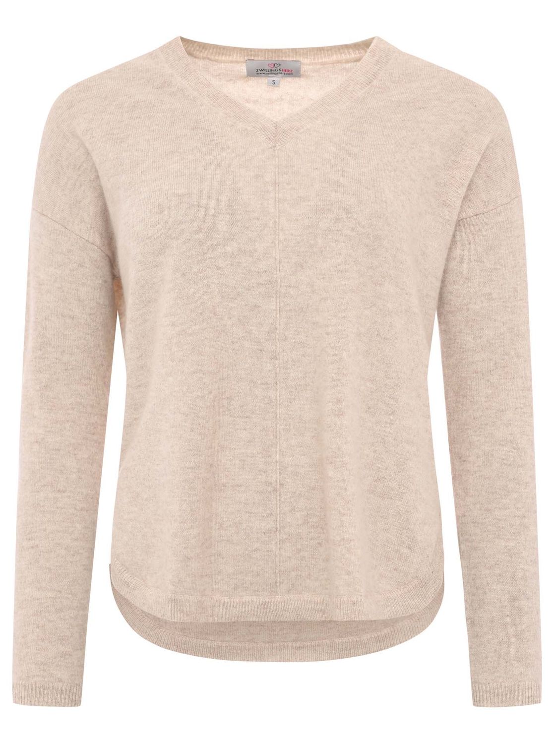 ? Zwillingsherz Pullover 100% CASHMERE V—Ausschnitt beige