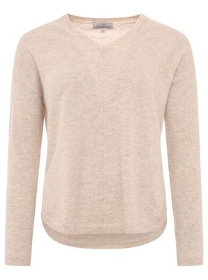 Zwillingsherz Pullover 100% CASHMERE V—Ausschnitt beige