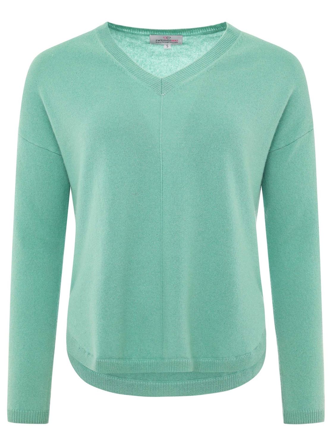 ? Zwillingsherz Pullover 100% CASHMERE V—Ausschnitt salbei