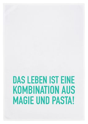 17;30 Geschirrtuch weiß, Pasta mit Magie in türkis
