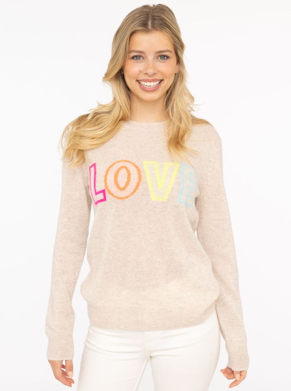 ? Zwillingsherz 100% Cashmere Rundhals Pullover ? Zwillingsherz 100% Cashmere Rundhals Pullover "LOVE" beige