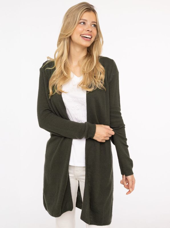 ? Zwillingsherz 100% Cashmere XXL Cardigan Lang "Uni" oliv