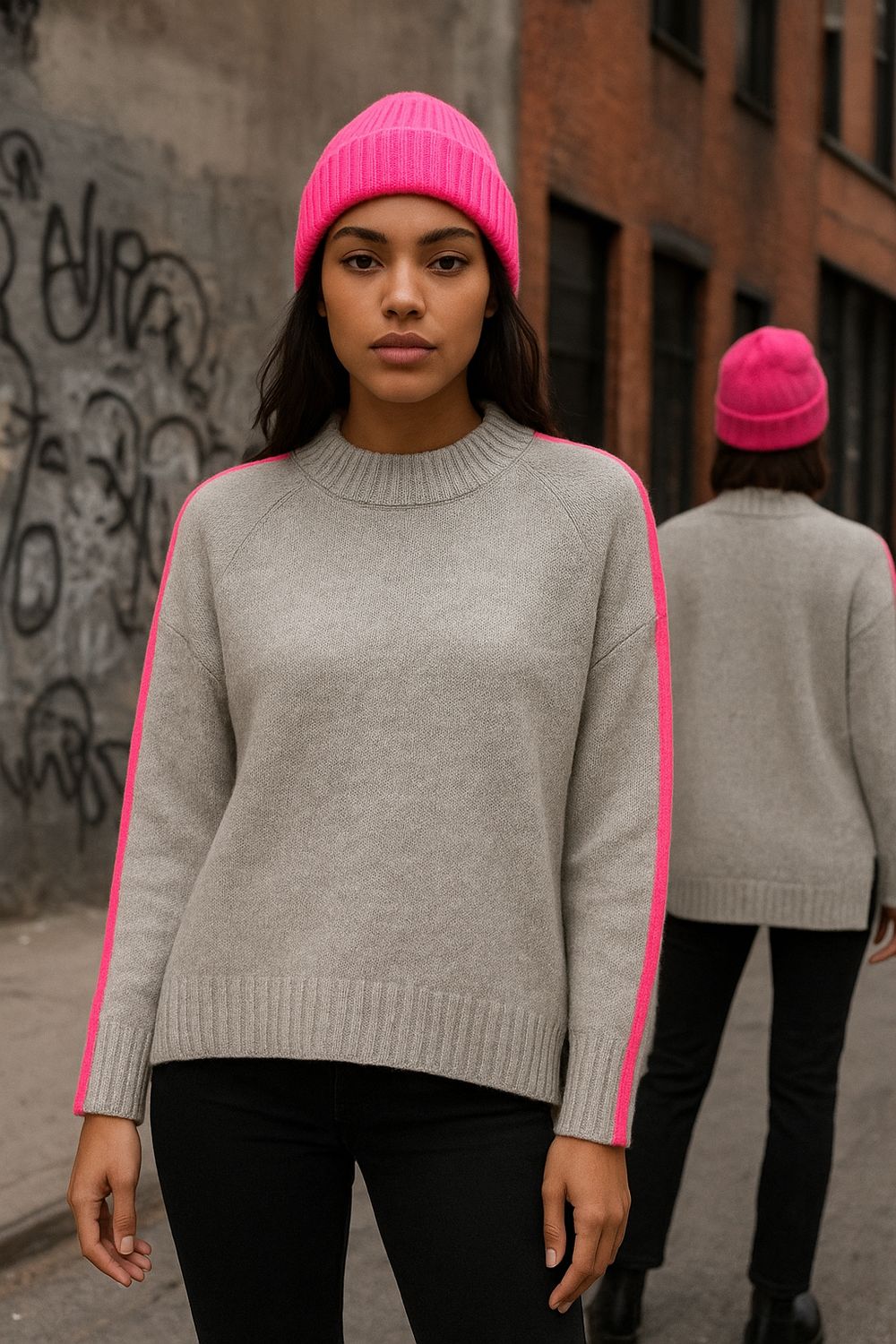 All.You.Knit Pullover Fleur grau/pink All.You.Knit Pullover Fleur grau/pink