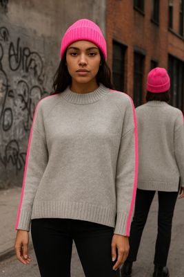 All.You.Knit Pullover Fleur grau/pink