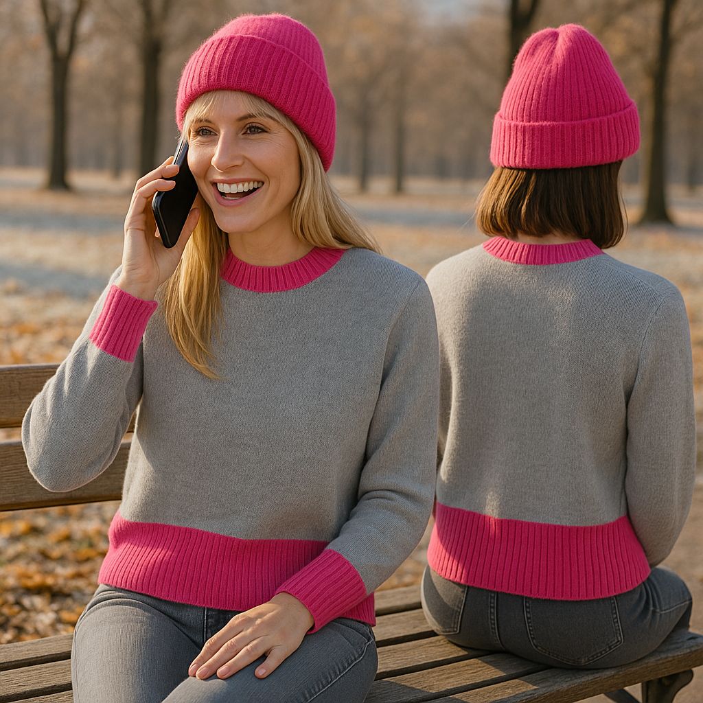 All.You.Knit Pullover Chloe grey/fuchsia